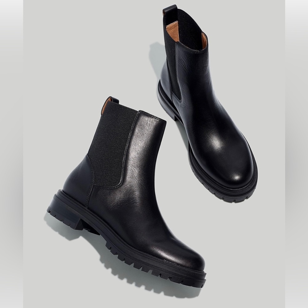 Madewell The Bradley Chelsea Lugsole Boot size 6h in True Black